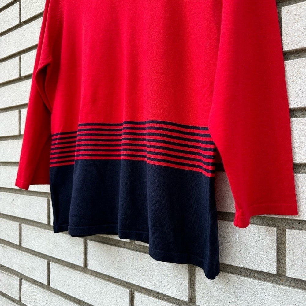 Pendleton Silk Blend Knit Sweater Red Navy Stripe Colorblock Pullover L Heritage - Picture 5 of 8